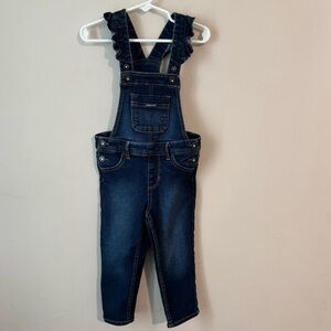 Jordache 3T Girls Dark Wash Overalls w/ Ruffles and Jewel Buttons Easter Spring